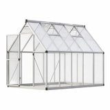 Garvee 6x9 FT Heavy Duty Walk-In Polycarbonate Greenhouse Kit – Outdoor Aluminum Frame – Lockable Door & Roof Vent – Large Backyard Plant Shelter – Silver - Silver