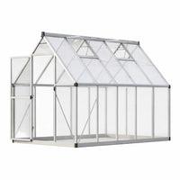 Garvee 6x9 FT Heavy Duty Walk-In Polycarbonate Greenhouse Kit – Outdoor Aluminum Frame – Lockable Door & Roof Vent – Large Backyard Plant Shelter – Silver