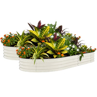 Garvee 2 Pcs 10x4x1.5 ft Raised Garden Beds Outdoor Galvanized Steel Planter Box Beige