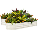 Garvee 2 Pcs 8x2x1.5 ft Raised Garden Beds Outdoor Galvanized Steel Planter Box Beige Durable Rust-Resistant Easy Assembly - Beige(Rubber Edge)