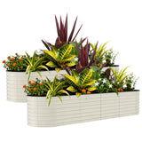Garvee 2 Pcs Raised Garden Beds Outdoor 8x2x2 ft - Galvanized Steel Planter Box, Rust-Resistant, Beige - Beige(Rubber Edge)