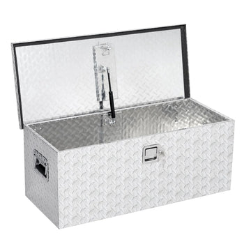 Garvee 48 in Aluminum Truck Bed Tool Box, Heavy Duty Waterproof Storage Chest with Lock for Trucks, Trailers, RVs, Silver