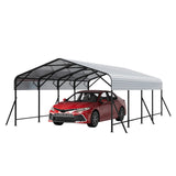 Garvee Heavy Duty 20x20x9 FT Metal Carport - Reinforced Steel Frame & Base Garage Shelter - All-Weather Protection for Cars, Boats, Tractors - Elegant White Tile, Size: 20*20*9 ft White tile - White