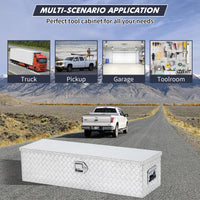 Garvee 48 in Aluminum Truck Bed Tool Box, Heavy Duty Waterproof Storage Chest with Lock for Trucks, Trailers, RVs, Silver