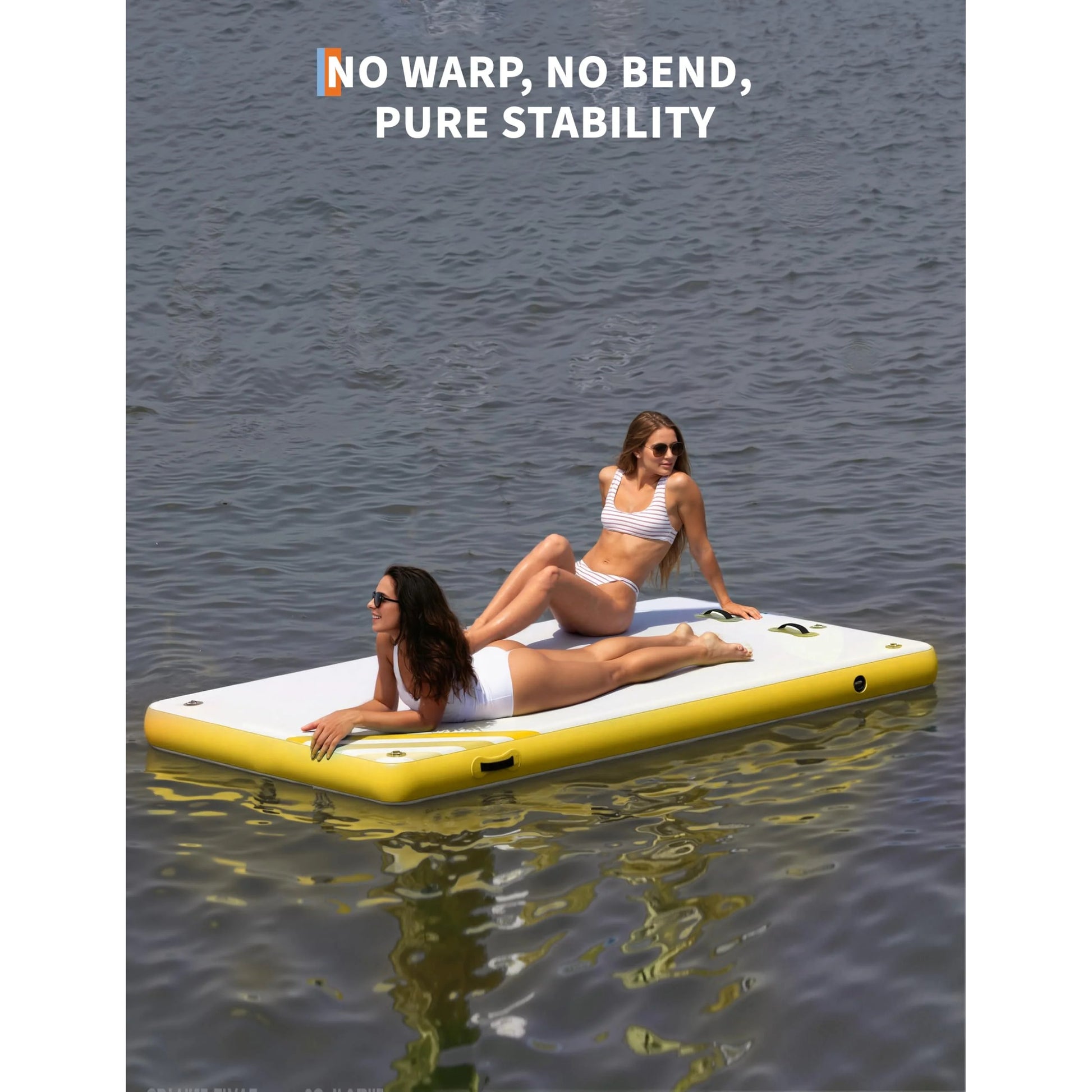 Garvee Inflatable Floating Dock Water Platform with Rope Ladder Non-Slip Surface for Pool Beach Ocean, 6X5 Ft, Yellow