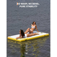 Garvee Inflatable Floating Dock Water Platform with Rope Ladder Non-Slip Surface for Pool Beach Ocean, 6X5 Ft, Yellow
