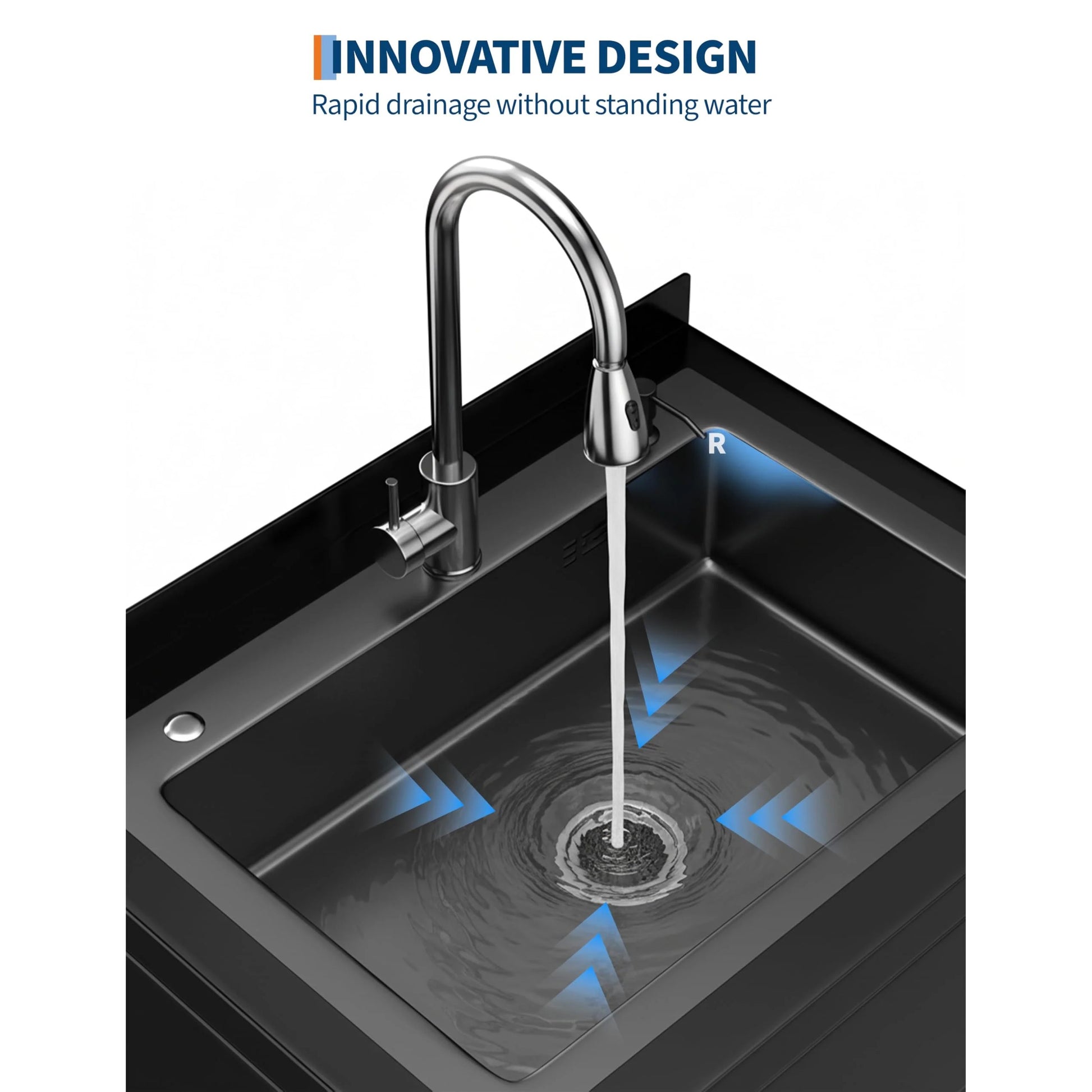 Garvee 25.7"D × 20.7" W× 39.5" H Stainless Steel Utility Sink with 360° Pull-Out Faucet for Garage Kitchen Bathroom Basement 25.7"x20.7"x39.5" Black