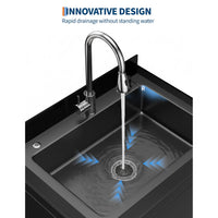 Garvee 25.7"D × 20.7" W× 39.5" H Stainless Steel Utility Sink with 360° Pull-Out Faucet for Garage Kitchen Bathroom Basement 25.7"x20.7"x39.5" Black