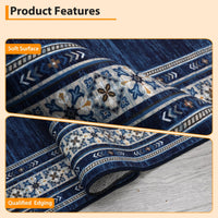 Garvee Modern 10x13 Area Rugs Soft Washable Non Slip Low Pile Blue for Living Room Bedroom Nursery Office