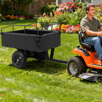 Garvee 750LBS Heavy Duty ATV Trailer Tow Behind Steel Dump Cart, 15 Cu. Ft Garden Utility Trailer, Black