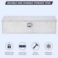 Garvee 48 in Aluminum Truck Bed Tool Box, Heavy Duty Waterproof Storage Chest with Lock for Trucks, Trailers, RVs, Silver