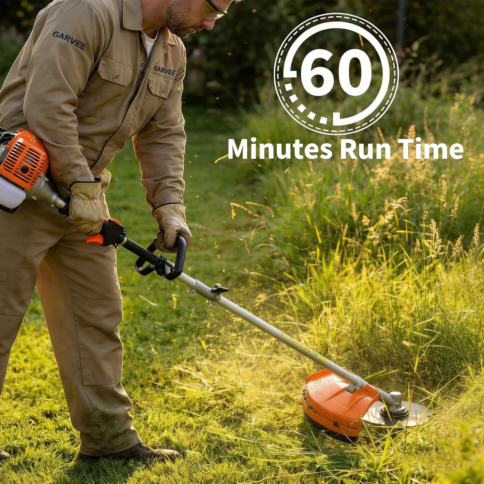 Garvee 43cc 2-Cycle Gas Weed Eater 3-in-1 Multifunctional Brush Cutter 17.3" Cutting Head 10" Grass Trimmer Head