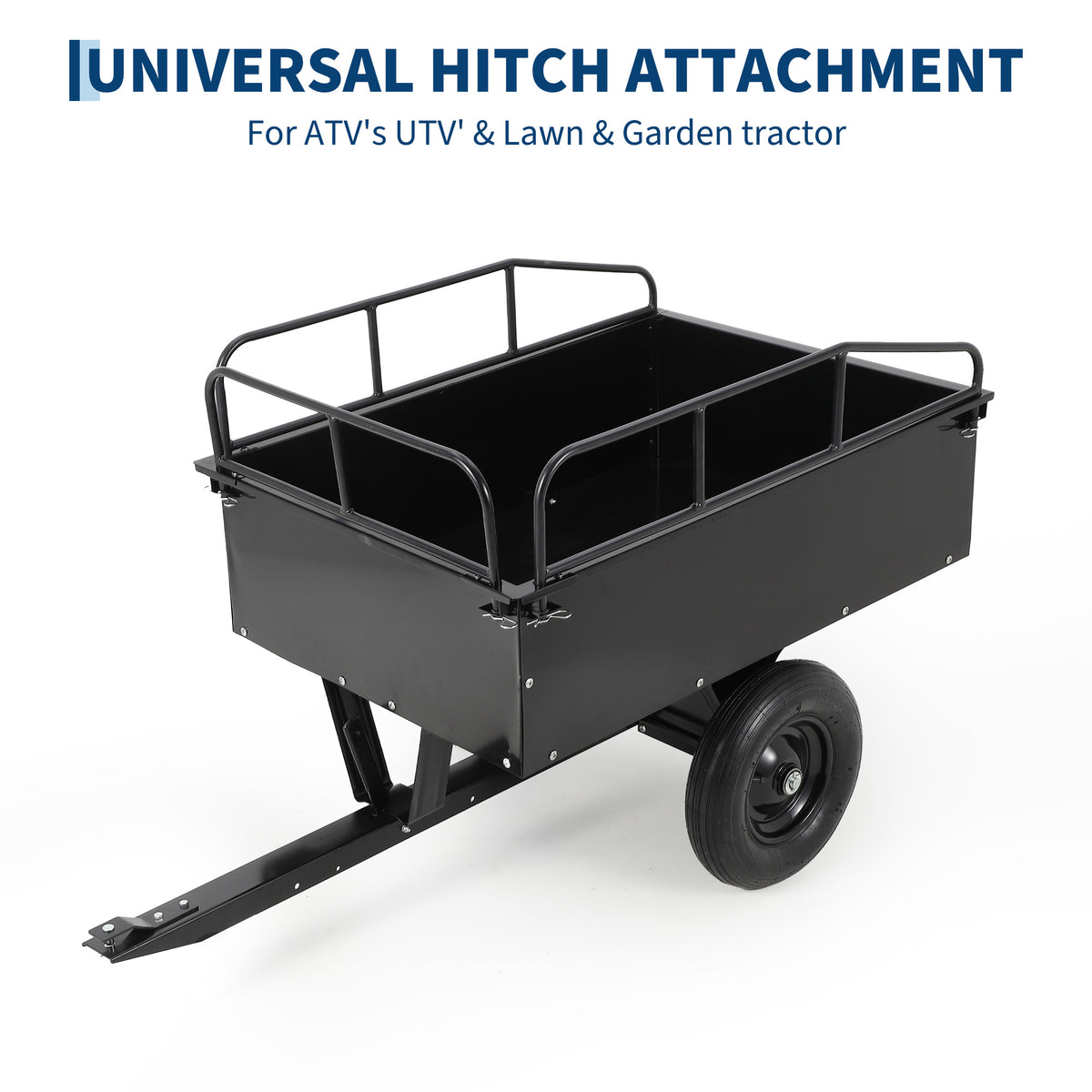 Garvee 750LBS Heavy Duty ATV Trailer Tow Behind Steel Dump Cart, 15 Cu. Ft Garden Utility Trailer, Black