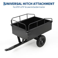 Garvee 750LBS Heavy Duty ATV Trailer Tow Behind Steel Dump Cart, 15 Cu. Ft Garden Utility Trailer, Black