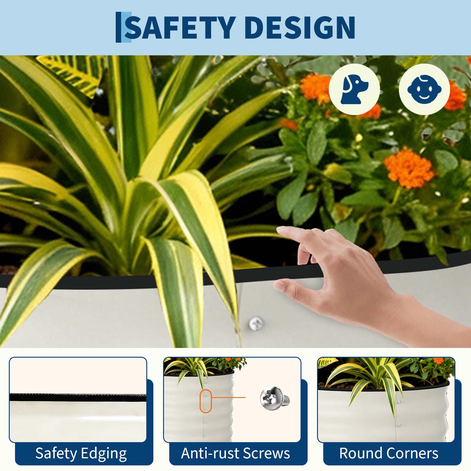 Garvee 2 Pcs 10x4x1.5 ft Raised Garden Beds Outdoor Galvanized Steel Planter Box Beige