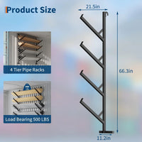 Garvee 2 Pack Shipping Container Pipe Rack, 4-Tier Heavy-Duty Shelving Brackets, No-Drill Installation, 400 LB Capacity, Black