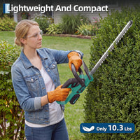 Garvee 22'' Cordless Hedge Trimmer Electric Handheld Bush Clipper 2*2.0Ah Battery 1100RPM 2/3'' Blade Gap