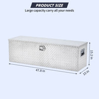 Garvee 48 in Aluminum Truck Bed Tool Box, Heavy Duty Waterproof Storage Chest with Lock for Trucks, Trailers, RVs, Silver