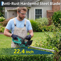 Garvee 22'' Cordless Hedge Trimmer Electric Handheld Bush Clipper 2*2.0Ah Battery 1100RPM 2/3'' Blade Gap