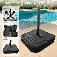 Garvee 15FT Large Patio Umbrella with Base and Solar Lights, Double-Sided Rectangle Oversized Shade for 8-10 People, Tan, 15FT with Base and Lights