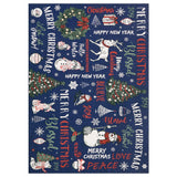 Garvee 5' × 7' Christmas Area Rug, Washable Non-Slip Holiday Rug with Christmas Tree, Snowman & Holly, for Living Room, Bedroom & Dining Room, Navy Blue