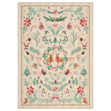 Garvee 4' × 6' Christmas Area Rug, Washable Non-Slip Holiday Rug with Christmas Tree, Holly Berry, Ribbon & Reindeer, for Living Room, Bedroom & Dining Room, Beige