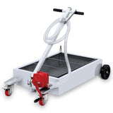 Garvee Hand Pump & Hose Oil Drain Pan with 15 Gal Low Profile & 8 Ft Hose - Silver - Silver