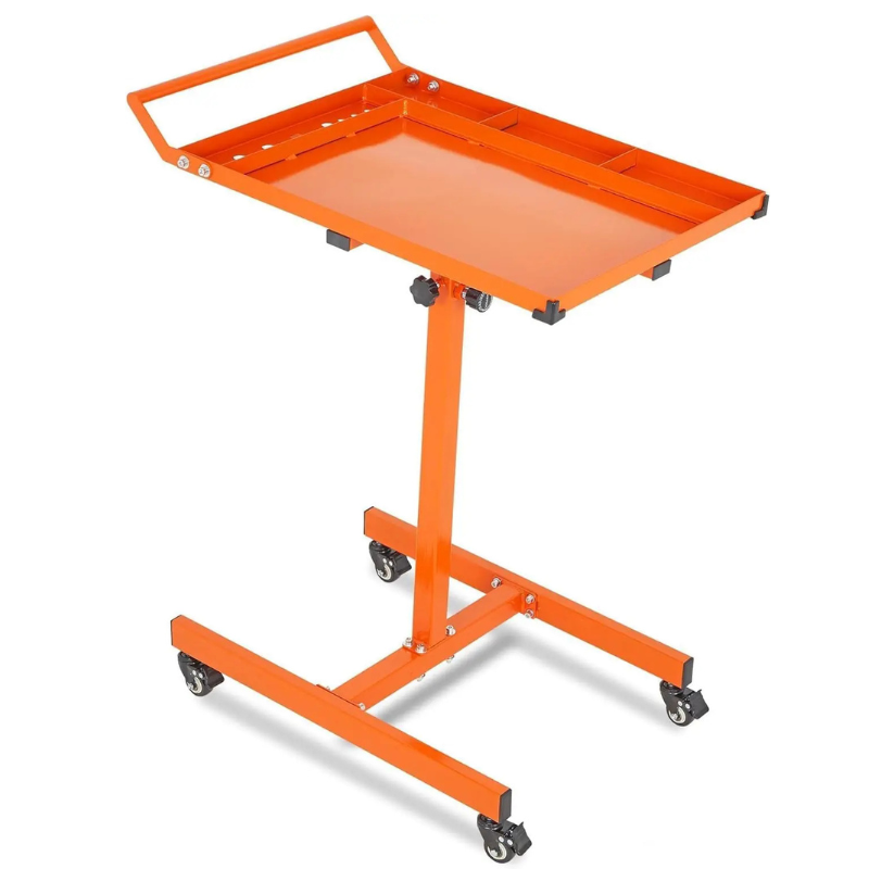 Garvee Heavy Duty Rolling Work Table, Adjustable Height Mobile Workbench, 35-45 Inch Steel Frame, for Garage, Repair Shops & DIY, Orange