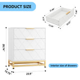 Garvee Modern 3 Drawer Dresser for Bedroom – Wide Chest with Metal Handles, Ample Storage, Bedside Table Cabinet, Easy Assembly – White - White