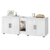 Garvee Litter Box Enclosure with Double Cage, Cat House, Hidden Litter Box Enclosure Furniture for 2 Cats, Wooden Enclosed Cat Litter Box Furniture, 55”L x 17.7”W x 22.5”H, White - White