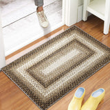 Garvee Bordered Taupe 2x3 Braided Rug, Entryway Rugs Indoor Rustic Area Rug Washable Rug Modern Geometric Area Rug Non-Slip Boho Rug for Living Room Bedroom Kitchen