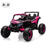 Garvee 24V 2-Seater Kids Electric Ride-On UTV Car – Powerful Motors, Spacious 19" Seat, Remote Control, Season Suspension, USB Music, LED Lights, 4.5 MPH, Battery Vehicle Toy for Boys & Girls,Rose Red - Rose Red