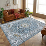 Garvee Large Area Rug 5x7 Washable Non-Slip Ultra Soft Carpet for Living Room Dining Room Bedroom Dorm Office Blue - Blue