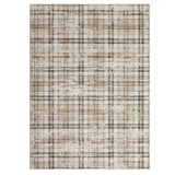 Garvee Washable Distressed Plaid/Checkered Area Rug - Low Pile, Collapsible Printed Throw Rug - Non-Slip Rubber Backing - Indoor Carpet for Living Room Bedroom Office - Beige - 5x7 ft (152x213 cm) - United States
