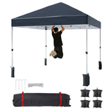 Garvee 10x10 Pop Up Canopy Tent - 1-Button Push, 1-Person Quick Setup, Adjustable Height Outdoor Shade - Wheeled Carry Bag, 4 Sandbags, 8 Stakes, 4 Ropes - Navy Blue, 3.0x3.0M