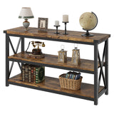 Garvee 47"  Long Console Table, 3-Tier Entryway Table with Storage Shelves, Rectangular Sofa Table for Entryway, Industrial Entry Table for Entrance, Hallway, Living Room, Bedroom