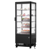 Garvee Commercial Refrigerator Display Case 3.5 Cu.Ft Black, Refrigerated Display Fridge for Pastry Cake Restaurant with Adjustable Shelves & Interior LED Lighting