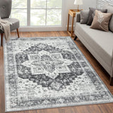 Garvee Area Rug 10x13 Washable Non Slip Soft Distressed Rug for Living Room Grey