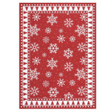 Garvee Washable Non-Slip Christmas Area Rug - Red Xmas Tree & Snowflake Holiday Design, Low-Pile Mark-Resistant Indoor Carpet for Living Room, Bedroom, Kitchen, Bathroom - USA, Red, 5x7 ft (152x213 cm) - Red