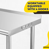 Garvee Stainless Steel Table 60x24x35inch Commercial Heavy Duty Prep Table Adjustable Undershelf Without Casters for Restaurants Homes Hotels - With Tailgate
