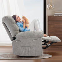 Garvee Rocking Recliner Chair, 360° Swivel Rocker Chair for Living Room, Upholstered Fabric Glider Nursery Chair with Side Pockets for Small Spaces, q235 Steel Frame Lazy Boy Recliner Single Sofa