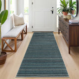 Garvee Modern Striped Washable Area Rug - Low Pile Non-Slip Contemporary Carpet - Soft, Collapsible, Mark Resistant Floor Mat for Living Room, Bedroom, Nursery - Blue, 8x10ft (244x305cm) - Striped|Blue