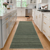 Garvee Modern Striped Washable Area Rug - Low Pile Non-Slip Contemporary Carpet - Soft, Collapsible, Mark Resistant Floor Mat for Living Room, Bedroom - Green, 9x12ft (274x366cm) - Striped|Green