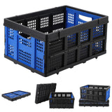 Garvee Heavy Duty Collapsible Storage Baskets - Stackable Plastic Organizer Crates with Handles - 3 Pack, 55L, Collapsible, Space-Saving, Durable for Home, Laundry, Closet, Car Trunk - Blue