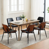 Garvee Dining Chairs Set of 6 - Mid Century Modern Upholstered Retro PU Leather Kitchen Chairs with Walnut Bentwood Back and Metal Legs, Black