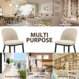 Garvee Set of 6 Modern Upholstered Dining Chairs with Thick Beige Linen Cushion & Curved High Backrest – Wood Legs, Leveling Feet for Dining Room, Restaurant – Beige (3 Boxes)