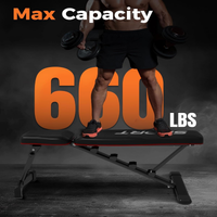 Garvee Adjustable Weight Bench 5-Level Incline Decline Foldable Strength Training Bench for Home Gym, 660LBS Capacity, Quick Adjustment, Black