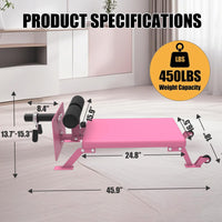 Garvee Nordic Curl Machine Adjustable Hamstring & Glute Bench with Wheels for Home Gym 45.9x18x13.7 inch Pink