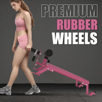 Garvee Nordic Curl Machine Adjustable Hamstring & Glute Bench with Wheels for Home Gym 45.9x18x13.7 inch Pink