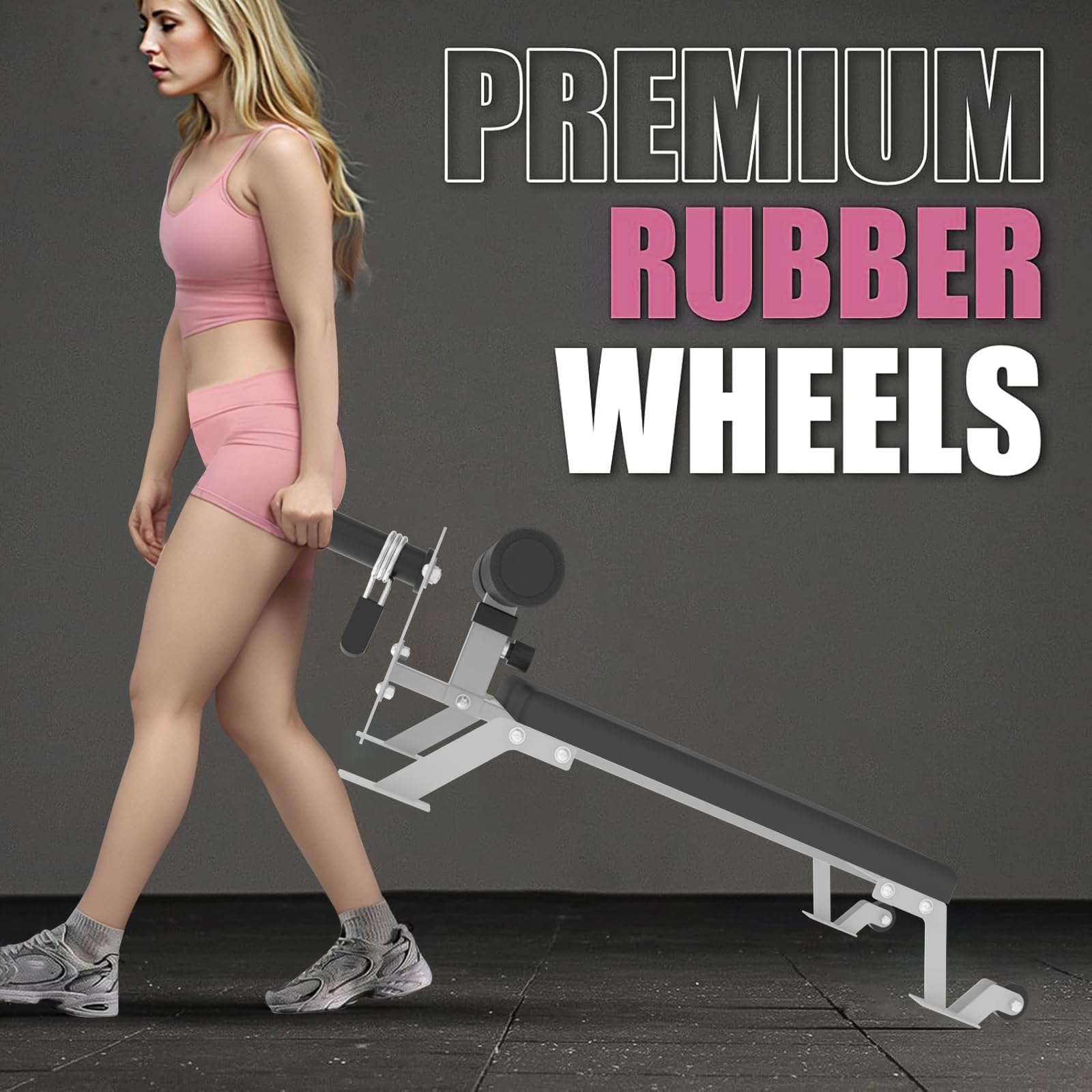 Garvee Nordic Curl Machine Adjustable Hamstring & Glute Bench with Wheels for Home Gym 45.9x18x13.7 inch White